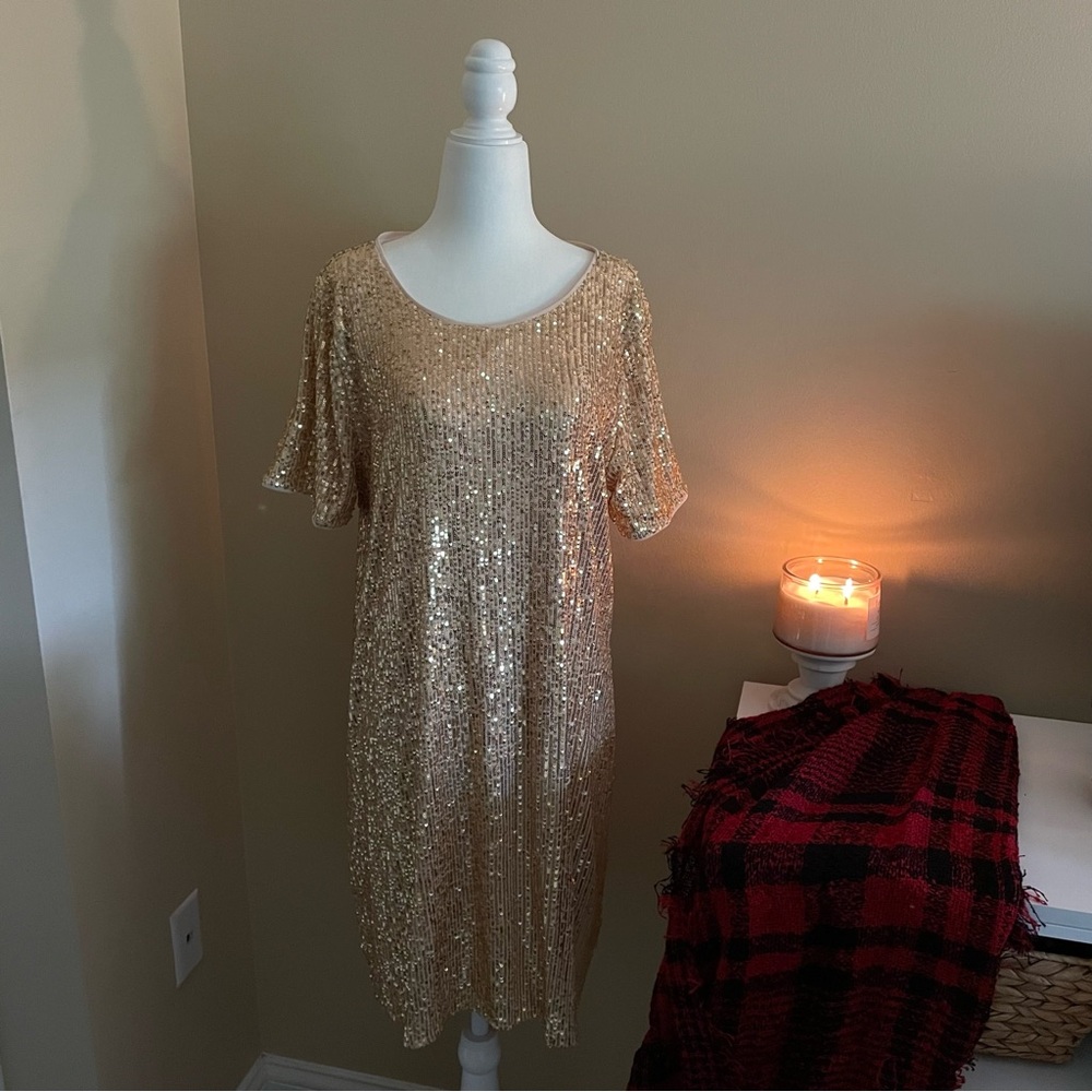 Vince Camuto Gold Sequin Dress